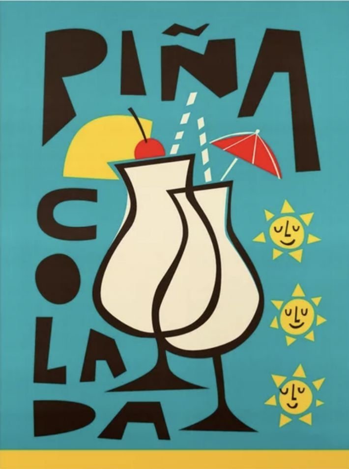 PODKŁADKA POD MYSZ Z Nadruk 22x18cm Pina Colada Drink Vintage Tekst Prezent