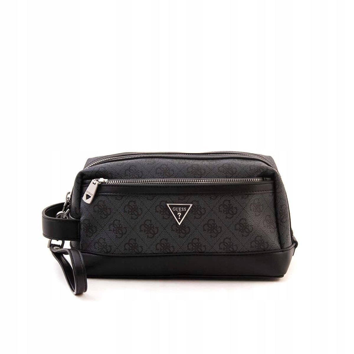 GUESS LISTONOSZKA CZARNA Z NADRUKIEM LOGO I SKÓRZANYM DOŁEM 30x13x12 1GŁA