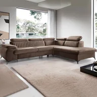 Sofy i kanapy - Kanapa narożna prawostronna rozkładana dużych rozmiarów z brązowoszarego weluru - SAMARA Pascala Morabito - miniaturka - grafika 1