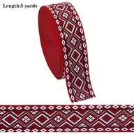 Inne - TEMU YWLI Czerwona Wstążka z Etnicznym Haftem, 5 Jardów - Żywy Geometryczny Wzór, Materiały do Dekoracji DIY do Szycia i Rękodzieła, na Odzież, Torby - miniaturka - grafika 1