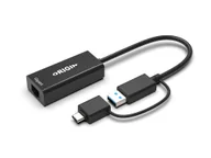 Adaptery i przejściówki - Origin Storage OS-HUB-USB3/C-RJ45 zmieniacz płci / kabli USB3.0/USB-C Czarny - miniaturka - grafika 1