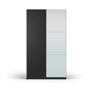 Szafy - Czarna szafa z lustrem i drzwiami przesuwnymi 122x215 cm Lisburn – Cosmopolitan Design - miniaturka - grafika 1