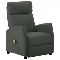 Fotele - vidaXL Rozkładany fotel masujący, szary, ekoskóra - miniaturka - grafika 1