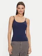Koszulki i topy damskie - Gina Tricot Top 22470 Granatowy Slim Fit - miniaturka - grafika 1