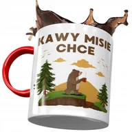 Kubki - Kubek Czerwony Śmieszny Kawy Misie Chce Prezent z Nadrukiem ze Zdjęciem + Opakowanie na prezent (wzór 02) - miniaturka - grafika 1