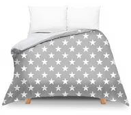Pościel - Pościel dwustronna 140x200 Duale szara w gwiazdy + biała z torbą - miniaturka - grafika 1