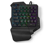 Zestawy myszka + klawiatura - Nedis GKBDS110BK - LED RGB Jednoręczna klawiatura do gier 5V - miniaturka - grafika 1