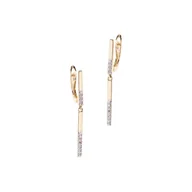 Biżuteria dla dzieci - Złote kolczyki 585 Wiszące słupki sopelki z cyrkoniami - miniaturka - grafika 1