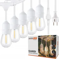 Lampy ogrodowe - Girlanda ogrodowa Zewnętrzna Łańcuch BIAŁY 20m + 20x żarówka LED E27 Ślub - miniaturka - grafika 1