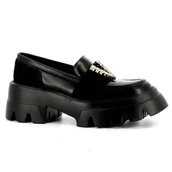 Mokasyny damskie - Czarne mokasyny na platformie CARINII - Carinii - miniaturka - grafika 1