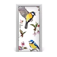 Naklejki na ścianę - Naklejka samoprzylepna na drzwi Ptaki i kwiaty, Tulup - miniaturka - grafika 1