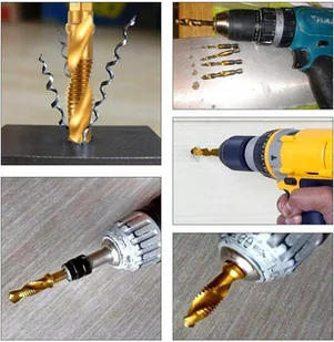 Zestaw wierteł gwintujących M3-M10 HSS z powłoką tytanową 6szt SILVER - Wiertła - miniaturka - grafika 14