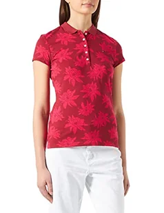 Tommy Hilfiger Damska koszulka polo z nadrukiem slim, Kwitnący w średniej skali/różowy splendor, M - Koszulki i topy damskie - miniaturka - grafika 1