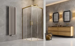 Radaway Idea Gold KDD Kabina prysznicowa prostokątna 80x70x200,5 cm profile złote szkło przejrzyste 387061-09-01L+387065-09-01R - Kabiny prysznicowe - miniaturka - grafika 1