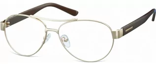 Okulary korekcyjne, oprawki, szkła - Sunoptic Małe Okulary oprawki Pilotki metalowe korekcyjne M380C złote - grafika 1