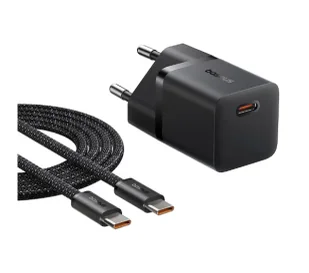 Baseus GaN5 mini 1C 25W + kabel USB-C Czarny - Ładowarki do telefonów - miniaturka - grafika 1