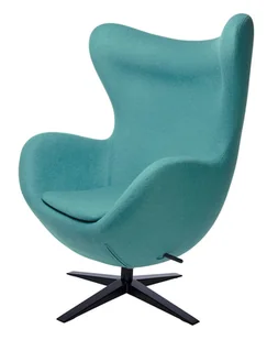King Home Fotel EGG SZEROKI BLACK turkusowy.12 - wełna, podstawa czarna HE-066.GBLUE.12.B - Fotele - miniaturka - grafika 1
