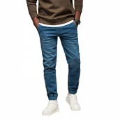 Spodnie męskie - Modne jeansowe joggery męskie wygodne niebieskie Ombre OM-PADJ-0156 V3 S - miniaturka - grafika 1