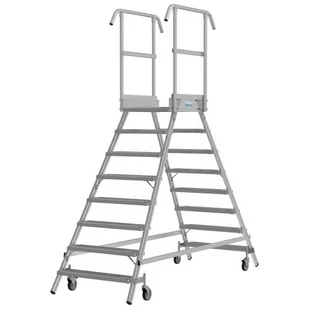 KRAUSE Pomost jezdny 2x8 stopni z dwustronnym wejściem i stopniami z kraty o klasie poślizgu R13 821485 - Rusztowania - miniaturka - grafika 1
