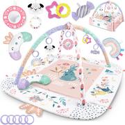 Maty edukacyjne - Nukido, Mata interaktywna edukacyjna dla dzieci, niemowląt pałąk i zabawki 3w1, Różowy - miniaturka - grafika 1