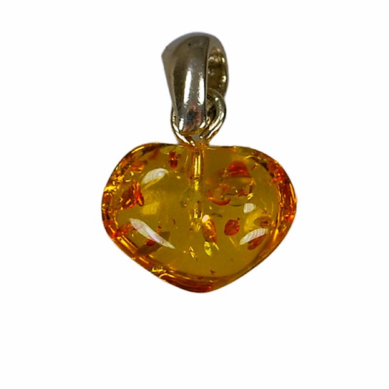 Wisiorek serduszko z koniakowego bursztynu