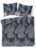 Pościel - Pościel z mikrofibry 160x200 Liście paproci granatowa - miniaturka - grafika 1
