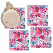 Gadżety dla niej i dla niego - Zestaw Podstawki Szklane pod Kubek 4 Szt Mix Wzory - miniaturka - grafika 1