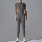 Dresy damskie - Jednoczęściowy damski strój sportowy - Szary S - miniaturka - grafika 1