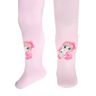 Rajstopy - Rajstopy dziecięce milusie mikrofibra ecru z kolorowym nadrukiem dziewczynka z króliczkiem, jasnoróżowe, Milusie - miniaturka - grafika 1