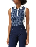 Koszulki i topy damskie - Island Green Damska frezja kwiatowy nadruk odprowadzająca powietrze koszulka polo bez rękawów top koszulka golfowa Granatowy/biały S - miniaturka - grafika 1