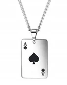 Wisiorki - Naszyjnik karta AS pik srebrna wisiorek prezent - miniaturka - grafika 1