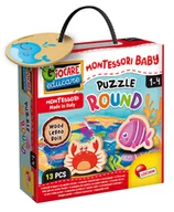 Puzzle - Montessori.Puzzle 13el, drewniane okrągłe, Zwierzęta morskie .ISCIANI - miniaturka - grafika 1