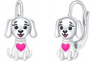 Biżuteria dla dzieci - Srebrne kolczyki wiszące dla dziewczynki pieski angielskie srebro próba 925 - miniaturka - grafika 1