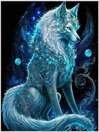 Zabawki kreatywne - Diamentowa Mozaika Lis Magiczny Nocą 30x40 - miniaturka - grafika 1