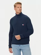 Swetry męskie - Tommy Jeans Golf Badge DM0DM19434 Granatowy Slim Fit - miniaturka - grafika 1
