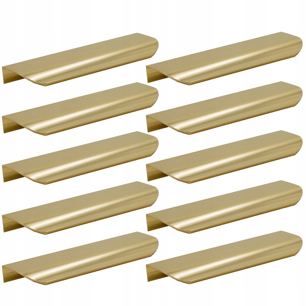 10 x Uchwyt meblowy krawędziowy 350 mm złoty zaokrąglony uchwyt do szafki
