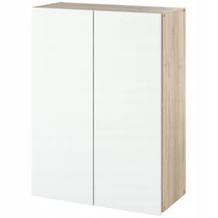 Szafka Łazienkowa Wisząca Dąb Sonoma Biała 60 CM Słupek Łazienkowy Komoda - Szafki łazienkowe - miniaturka - grafika 1