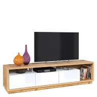 Szafki RTV - Szafka RTV TYP-40 Celine Helvetia Wieruszów Biały Mat / Dąb Wotan / Biały Połysk - miniaturka - grafika 1