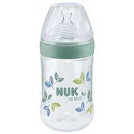 Butelki dla niemowląt - Nuk Butelka For Nature z silikonowym smoczkiem rozm. M, 6 otworów, 0-6 mies., z kontrolą temperatury 260 ml - miniaturka - grafika 1