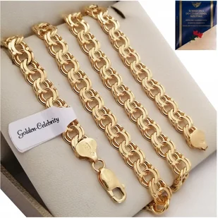 ZŁOTY MĘSKI MASYWNY ŁAŃCUSZEK GARIBALDI SREBRO 925 NA PREZENT DLA MĘŻCZYZNY - Łańcuszki - miniaturka - grafika 1