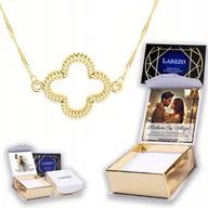 Naszyjniki - Złoty Naszyjnik 925 z Kwiatem Koniczynką Rośliną Liście Koniczyna + NADRUK - miniaturka - grafika 1