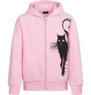 Bluzy dla dziewczynek - Rozpinana bluza z kapturem dla dziewczynki, z kotem, różowa 3-8 lat - miniaturka - grafika 1