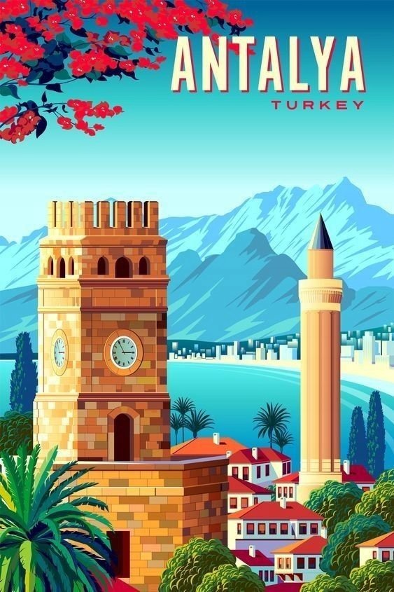 PUZZLE Turcja Antalya Vintage Retro + IMIĘ Pudełko 120 el.