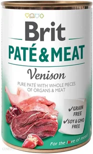 Brit Pate & meat venison 400 g - Mokra karma dla psów - miniaturka - grafika 1