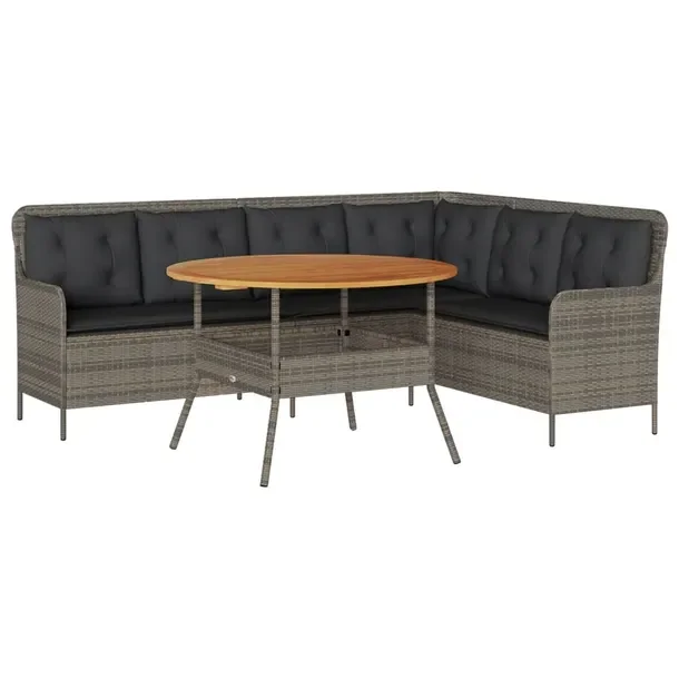 Zestaw wypoczynkowy L-sofa szaro-brązowa z poduszkami 221x163x90 cm