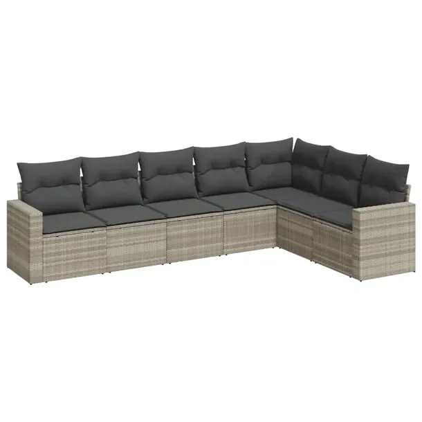 Modułowy zestaw wypoczynkowy z jasnoszarego rattanu PE, 65,5 x 62 x 69 cm