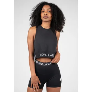 Colby Cropped Top bez rękawów - Czarny - Koszulki sportowe damskie - miniaturka - grafika 1