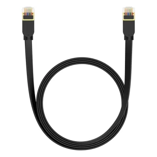 Baseus szybki kabel sieciowy RJ45 cat. 7 10Gbps 2m płaski czarny - Kable miedziane - miniaturka - grafika 1