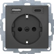 Gniazdka elektryczne - Berker Gniazdo z ładowarką B.Kwadrat/B.3/B.7 USB A+C 2.4/3.0 A - antracyt - miniaturka - grafika 1
