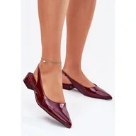 Baleriny - Lakierowane Baleriny Na Niskim Obcasie Bordowe czerwone - Inna marka - miniaturka - grafika 1